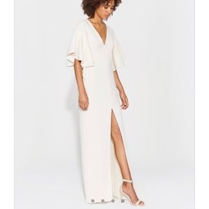 Halston Heritage Flounce Sleeve Crepe Gown